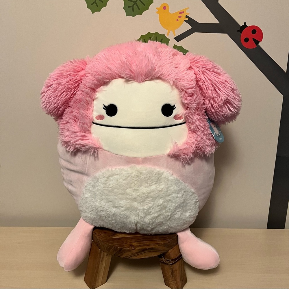 Squishmallow Brina Pink Bigfoot 🦶, Sasquatch Yeti, Rare HTF, 16” New